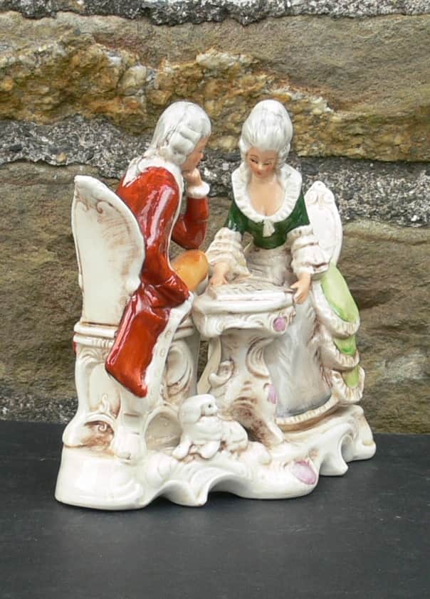 Antique Grafenthal  Porcelain Regency Couple Playing Draughts 21729